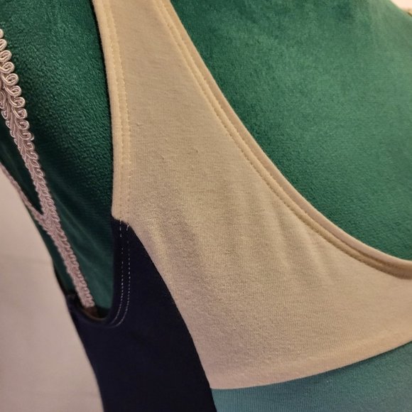 Express NWT Block Colored Peplum Tank Turquoise & Navy M - Picture 4 of 7